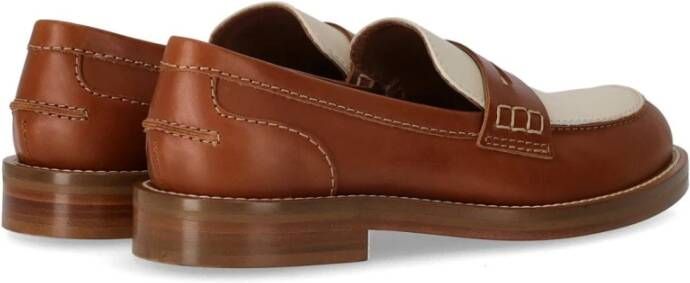 Guglielmo Rotta Tan lederen Pip Brown Loafer Brown Dames