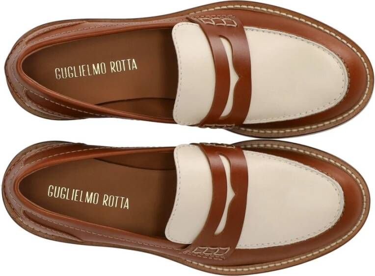 Guglielmo Rotta Tan lederen Pip Brown Loafer Brown Dames