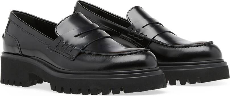 Guglielmo Rotta Zwarte leren instap sandalen Black Dames