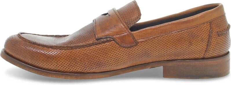 Guidi Leren Loafer College Stile Inglese Brown Heren