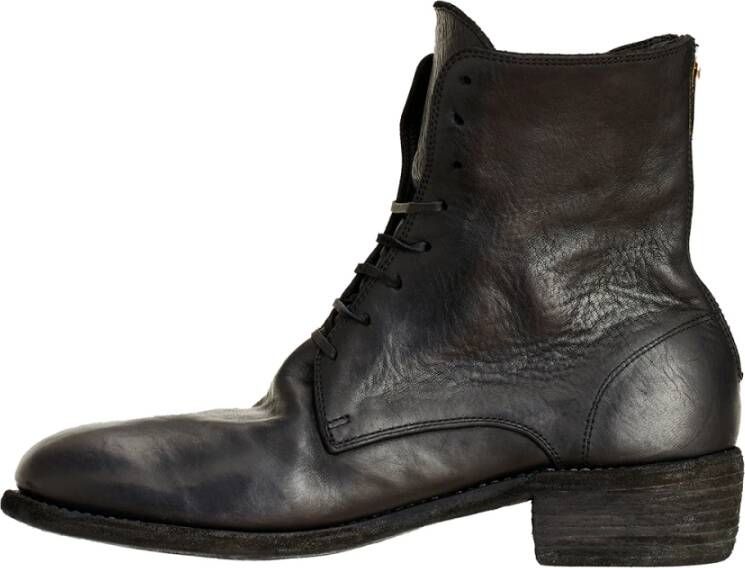 Guidi Leren Veterschoen met Rits Black Heren