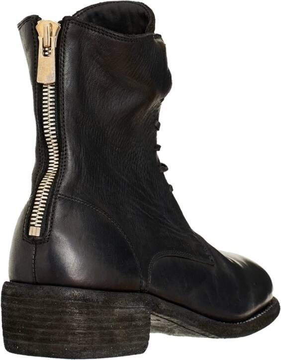 Guidi Leren Veterschoen met Rits Black Heren