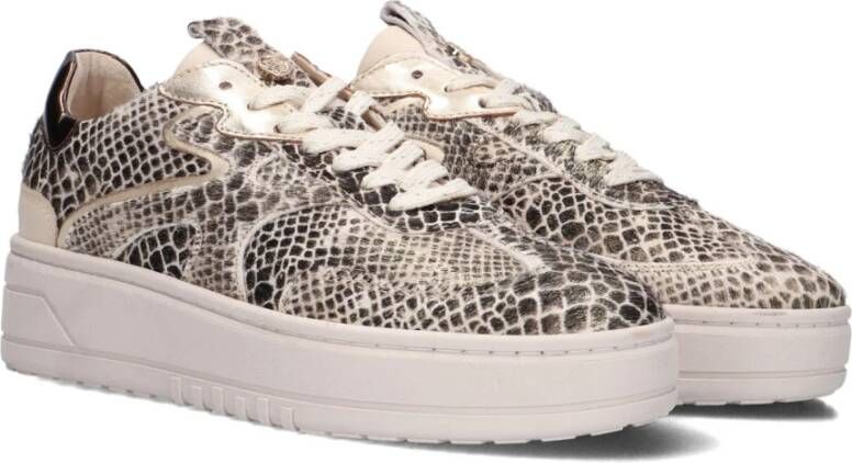 Haboob Beige Slangenprint Lage Sneakers