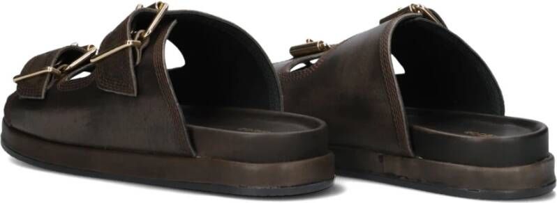 Haboob Bruin Leren Slippers Stijlvolle Details Brown Dames