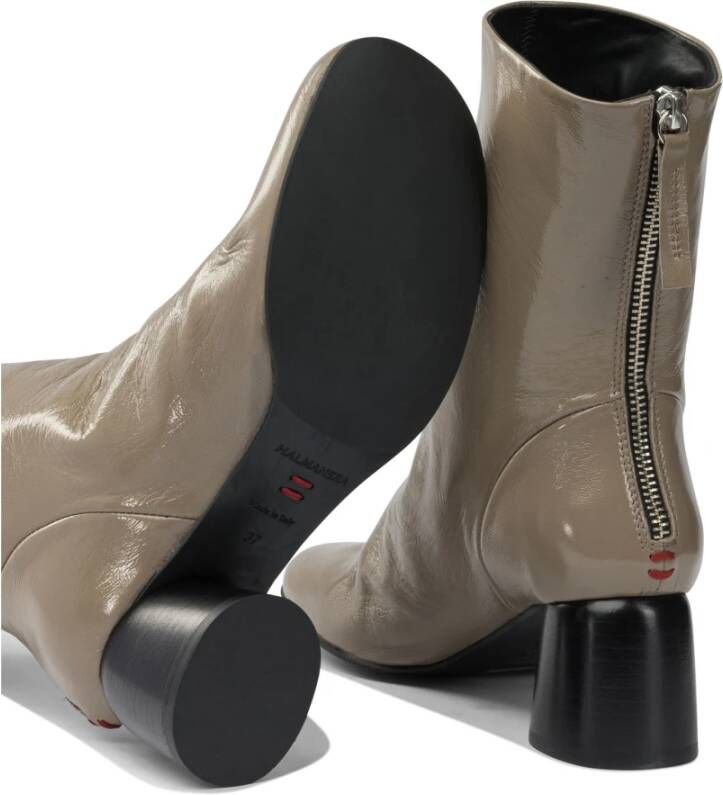 Halmanera Beige Leren Rits Enkellaarzen