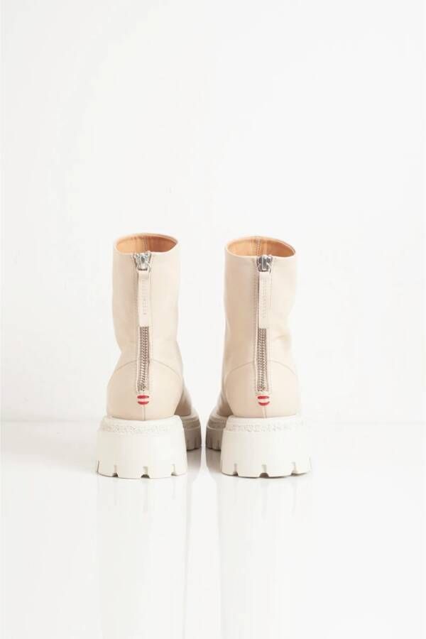 Halmanera Ivoorleren Bootie met Carrarmato Zool Beige Dames