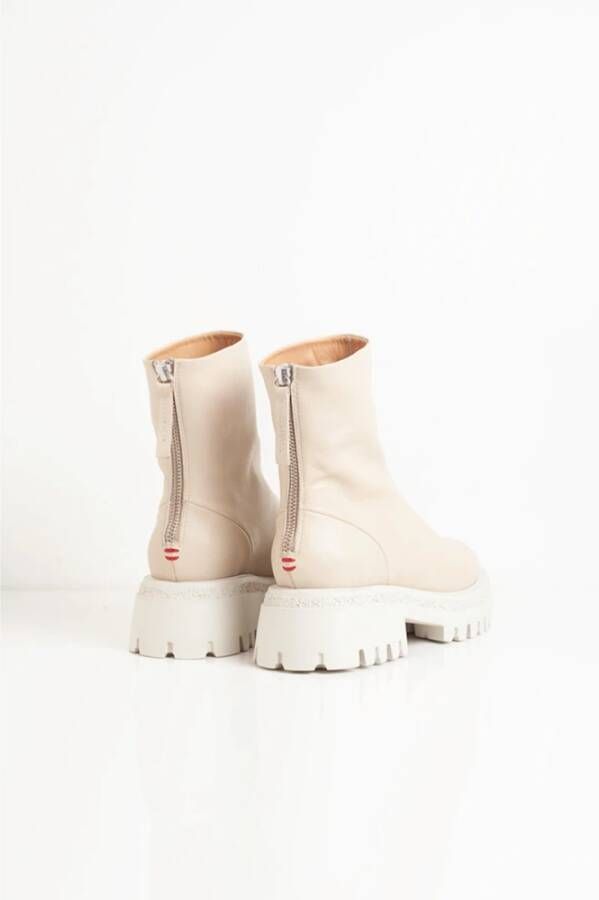 Halmanera Ivoorleren Bootie met Carrarmato Zool Beige Dames