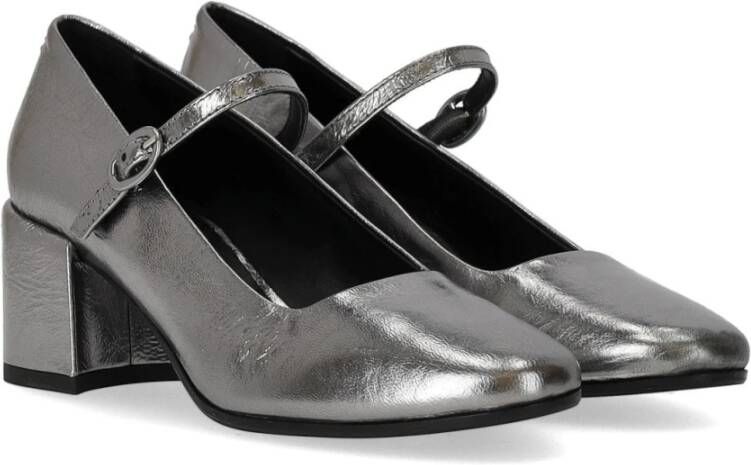 Halmanera Metalen Stalen Mary Jane Pump Grijs Dames