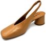 Halmanera Ronde Neus Leren Slingback Karamel Brown Dames - Thumbnail 2