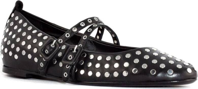 Halmanera Studded Zwarte Leren Ballerina Schoenen Black Dames