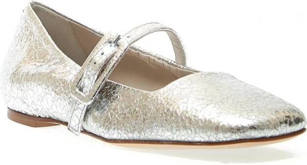 Halmanera Zilveren Crackle Leren Band Ballerina Gray Dames