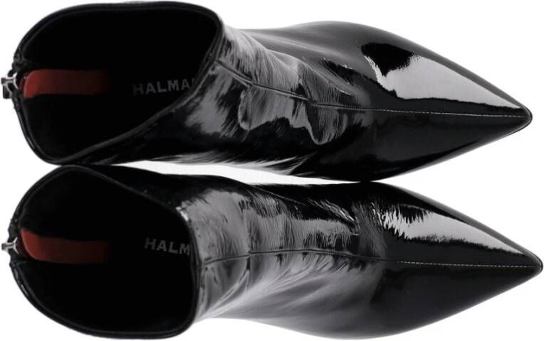 Halmanera Zwarte Lakleren Enkellaars met Hak