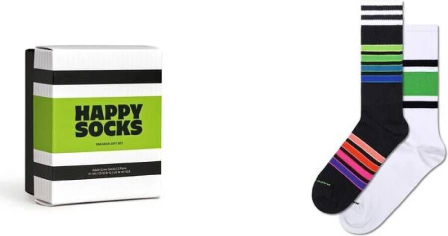 Happy Socks Sportieve Gestreepte Sneaker Sokken 2-Pack