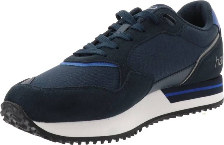 Harmont & Blaine Heren Sneakers van Leer en Stof met Vetersluiting Blauw Heren