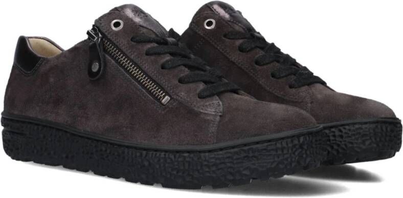 Hartjes Grijze Suède Dames Lage Sneakers