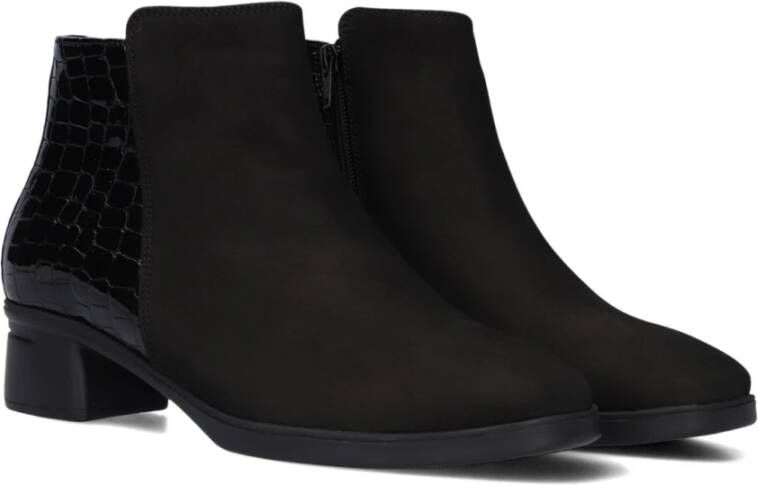 Hartjes Zwarte Nubuck Enkellaarzen