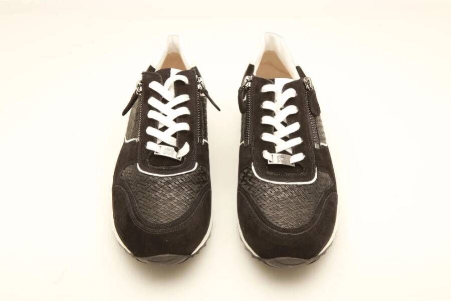 HASSIA Zwarte Leren Sneakers met Rubberen Zool Multicolor Dames
