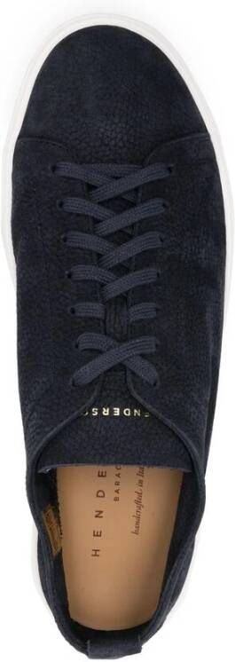 Henderson Baracco Marineblauwe Suède Sneaker Paneelontwerp Blue Heren