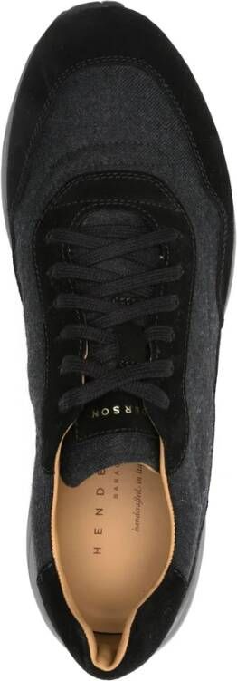 Henderson Baracco Zwarte Leren Sneaker Veters Rubberen Zool