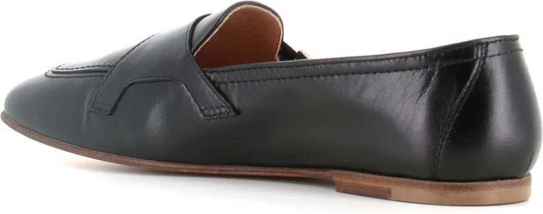 Henderson Zwarte leren instapper met zilveren gespen Black Dames