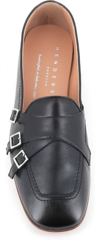 Henderson Zwarte leren instapper met zilveren gespen Black Dames