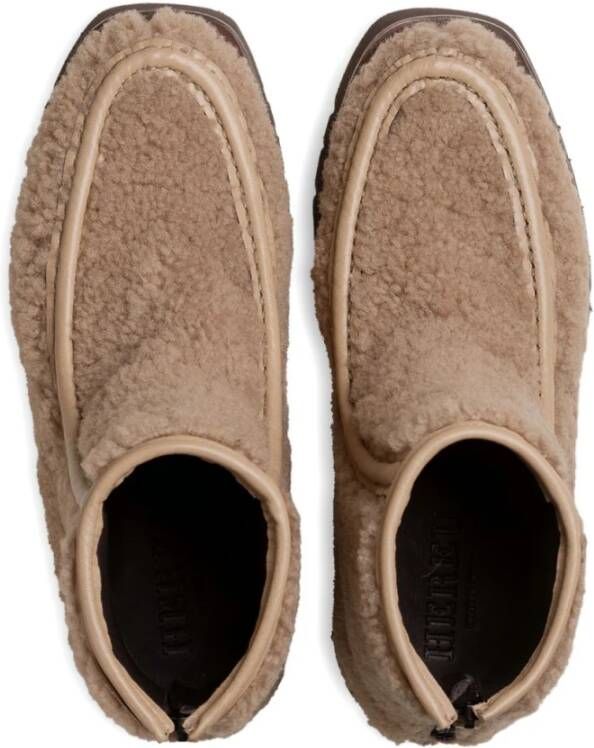 Hereu Beige Shearling Laarzen Ronde Neus