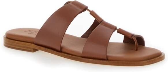 Hereu Bruine Leren Sandalen Open Teen Brown Dames