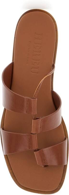 Hereu Bruine Leren Sandalen Open Teen Brown Dames