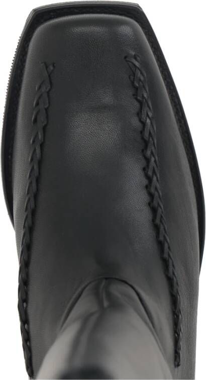 Hereu Zwarte leren instaplaars met gevlochten details Black Dames
