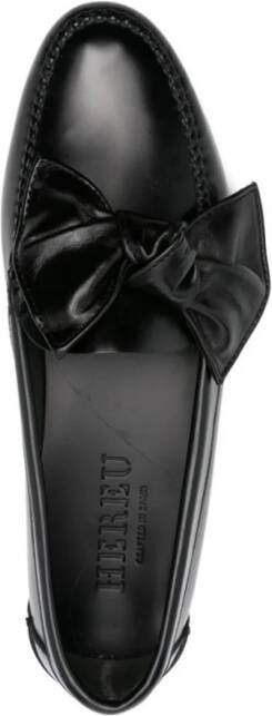 Hereu Zwarte leren loafers met strikdetail