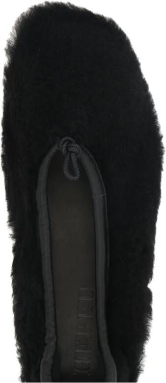 Hereu Zwarte Shearling Ballerina Leren Schoenen Black Dames