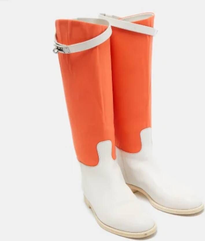 Hermès Vintage Pre-owned Leather boots Orange Dames