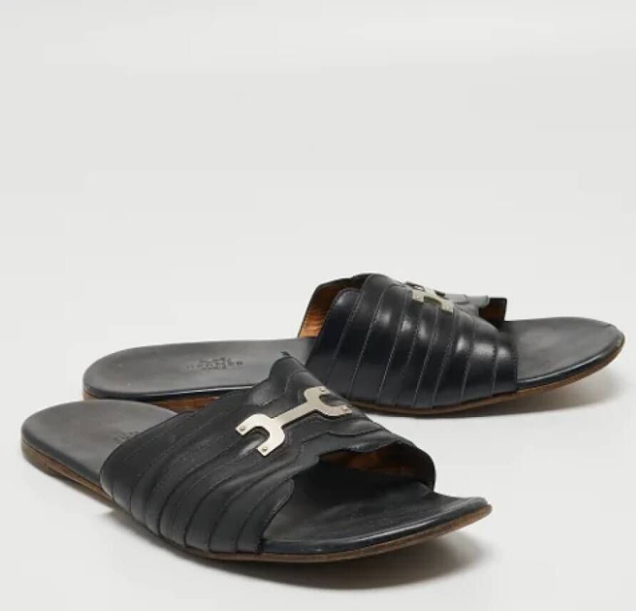 Hermès Vintage Pre-owned Leather sandals Black Dames