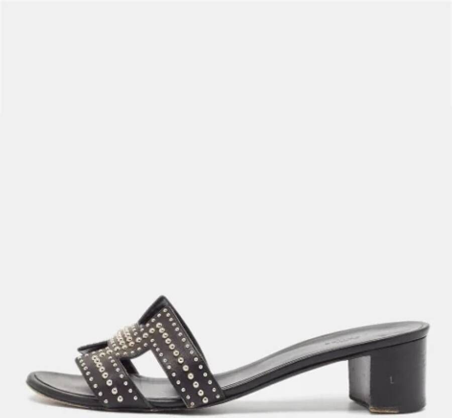 Hermès Vintage Pre-owned Leather sandals Black Dames