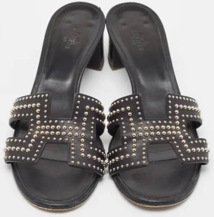 Hermès Vintage Pre-owned Leather sandals Black Dames