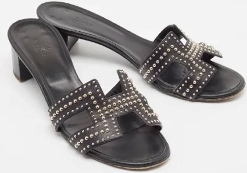 Hermès Vintage Pre-owned Leather sandals Black Dames