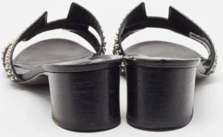 Hermès Vintage Pre-owned Leather sandals Black Dames