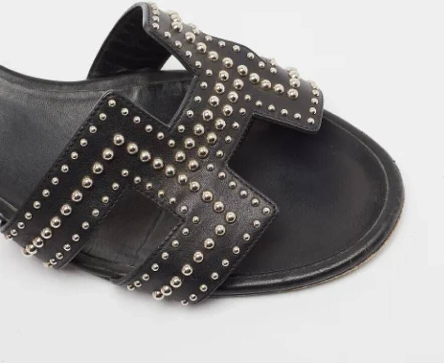Hermès Vintage Pre-owned Leather sandals Black Dames