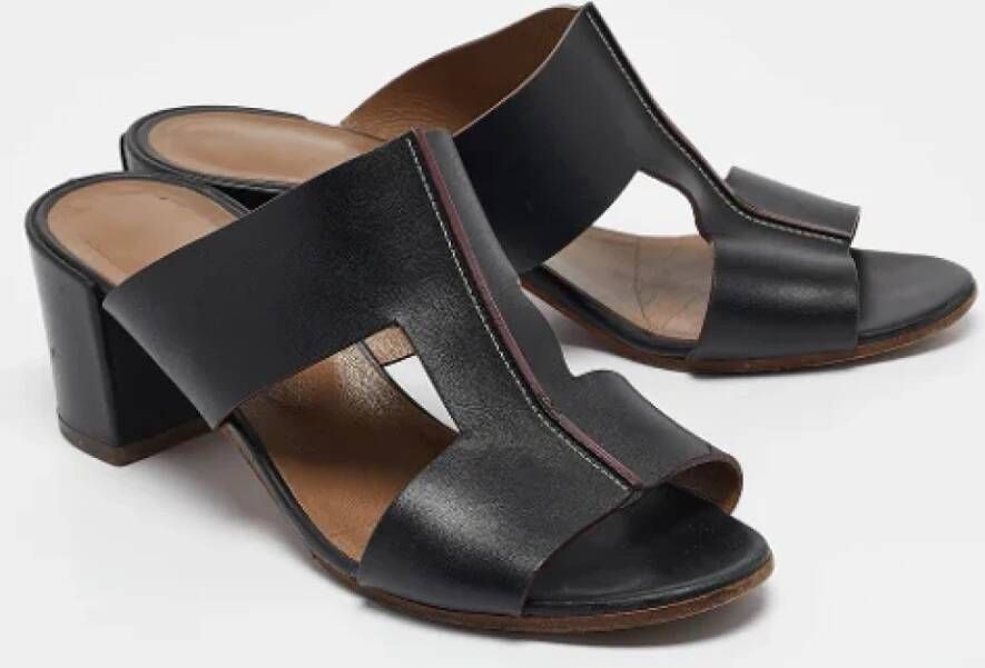 Hermès Vintage Pre-owned Leather sandals Black Dames