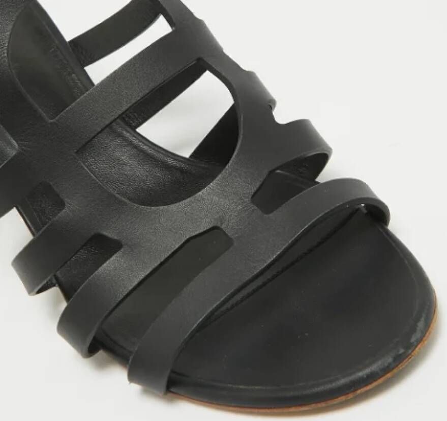 Hermès Vintage Pre-owned Leather sandals Black Dames