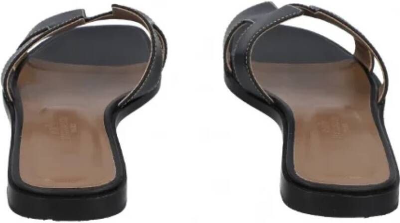 Hermès Vintage Pre-owned Leather sandals Black Dames