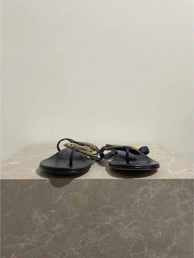 Hermès Vintage Pre-owned Leather sandals Blue Dames