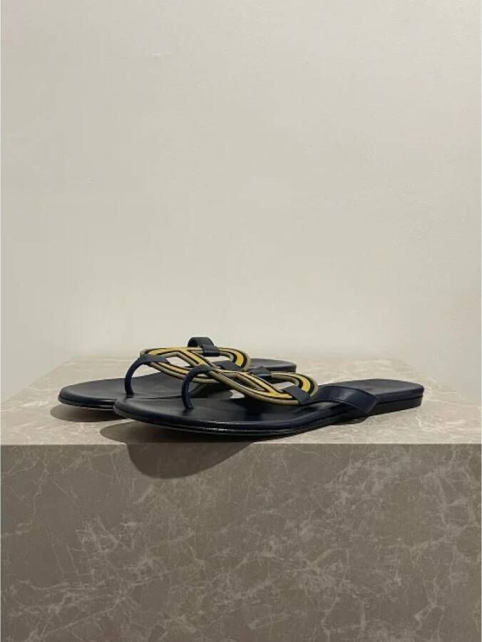 Hermès Vintage Pre-owned Leather sandals Blue Dames
