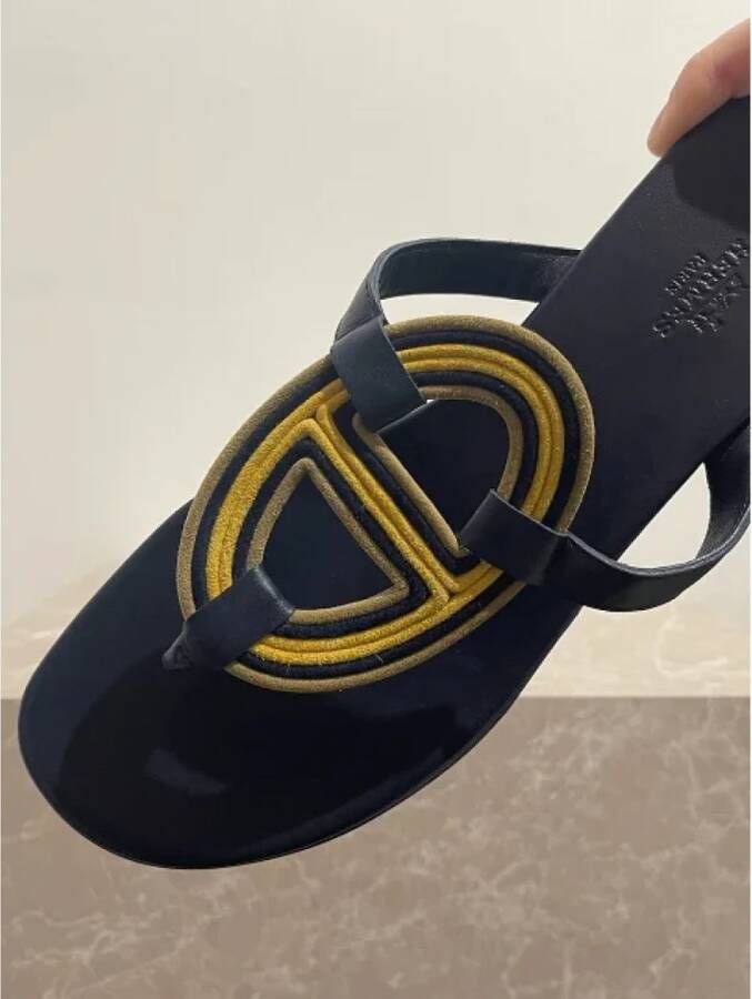 Hermès Vintage Pre-owned Leather sandals Blue Dames