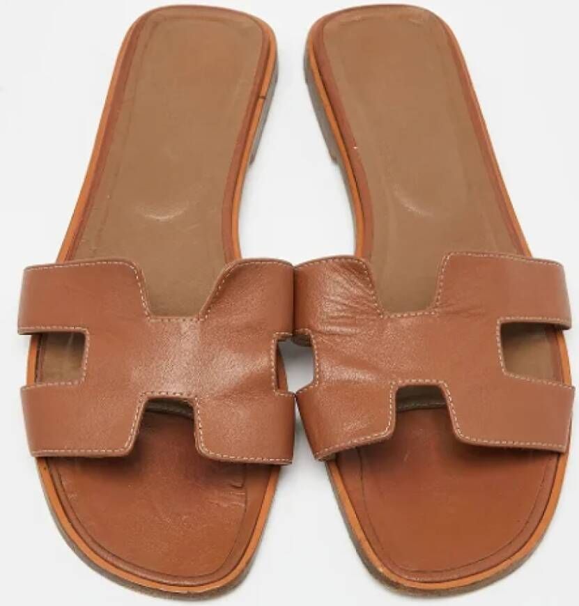 Hermès Vintage Pre-owned Leather sandals Brown Dames