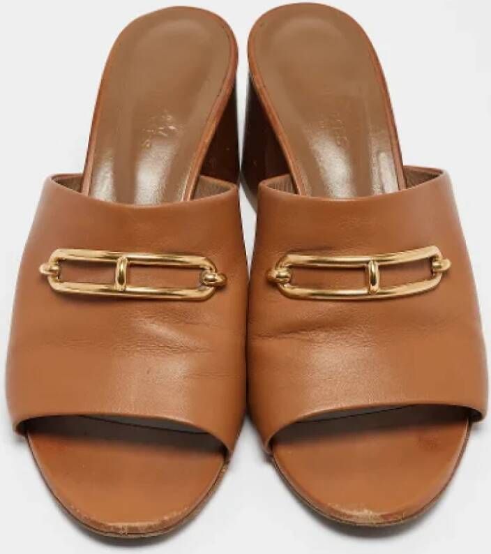 Hermès Vintage Pre-owned Leather sandals Brown Dames