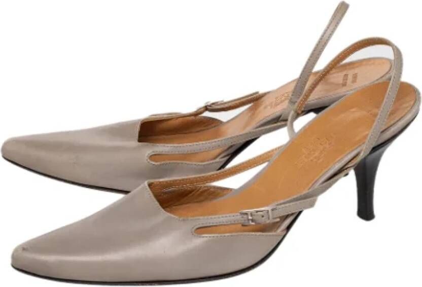 Hermès Vintage Pre-owned Leather sandals Gray Dames