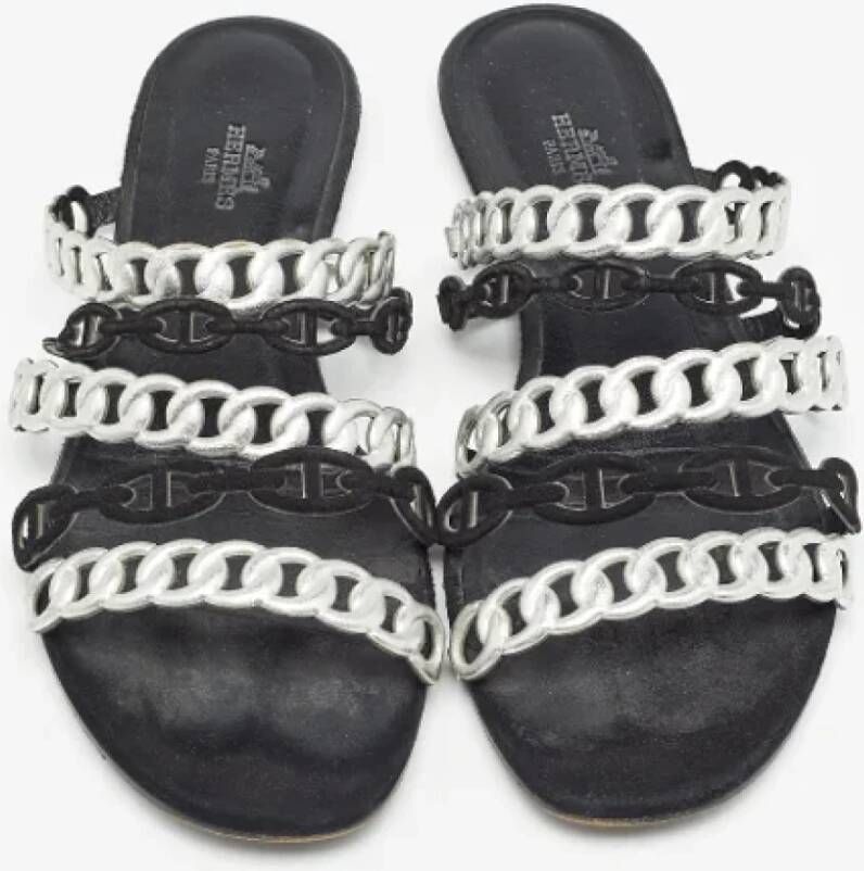 Hermès Vintage Pre-owned Leather sandals Gray Dames