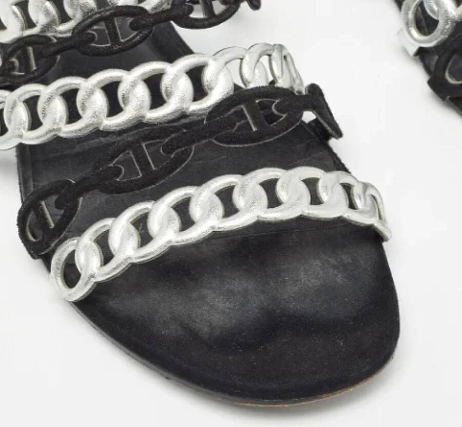 Hermès Vintage Pre-owned Leather sandals Gray Dames