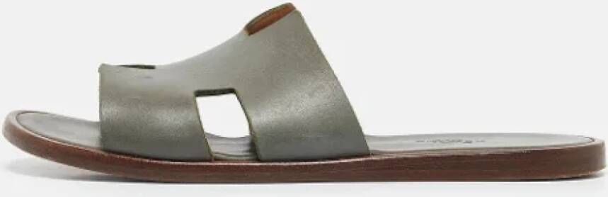Hermès Vintage Pre-owned Leather sandals Gray Dames